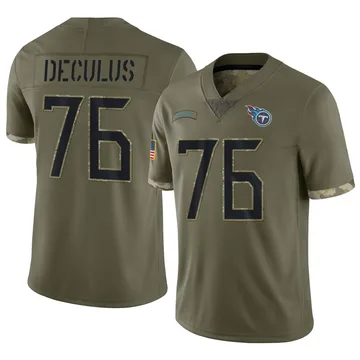Men's Austin Deculus Tennessee Titans Nike Limited 2022 Salute To Service Jersey - Olive