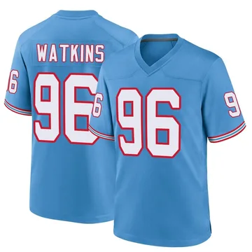 Men's Carlos Watkins Tennessee Titans Nike Game Oilers Throwback Alternate Jersey - Light Blue