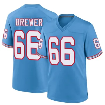 Men's Chandler Brewer Tennessee Titans Nike Game Oilers Throwback Alternate Jersey - Light Blue