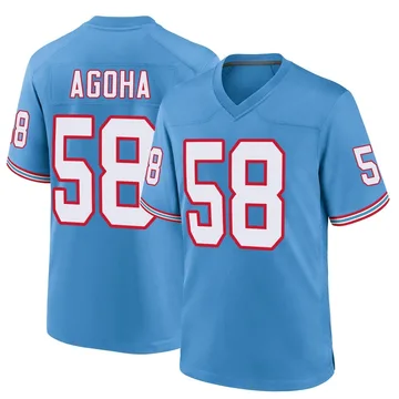 Men's David Ebuka Agoha Tennessee Titans Nike Game Oilers Throwback Alternate Jersey - Light Blue