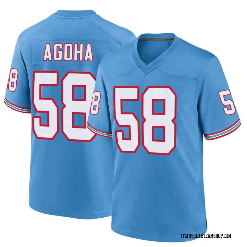Men's David Ebuka Agoha Tennessee Titans Nike Game Oilers Throwback Alternate Jersey - Light Blue