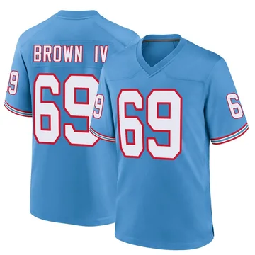 Men's Earnest Brown IV Tennessee Titans Nike Game Oilers Throwback Alternate Jersey - Light Blue