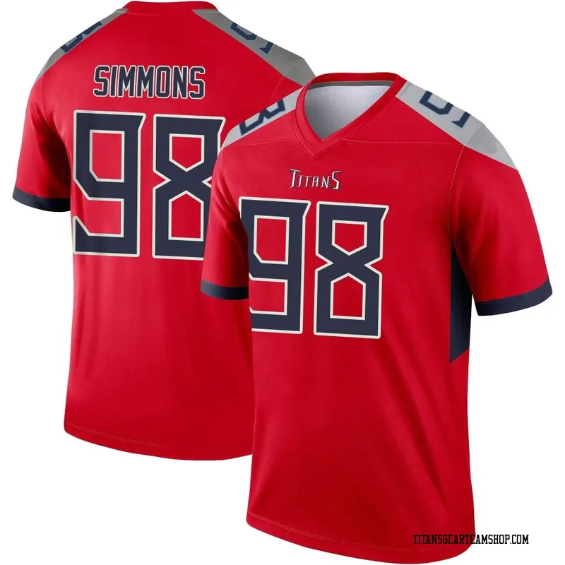 Men's Jeffery Simmons Tennessee Titans Nike Legend Inverted Jersey - Red