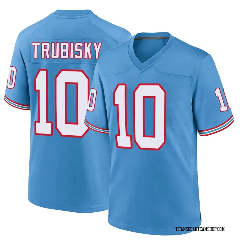 Men's Mitchell Trubisky Tennessee Titans Nike Game Oilers Throwback Alternate Jersey - Light Blue