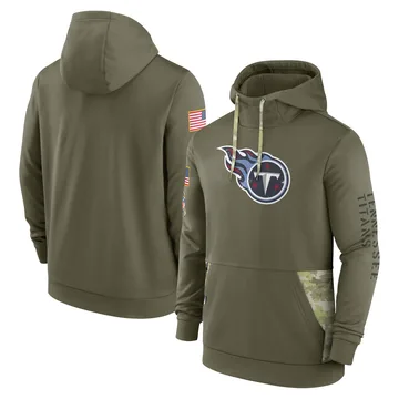 Men's Tennessee Titans Olive 2022 Salute to Service Therma Performance Pullover Hoodie