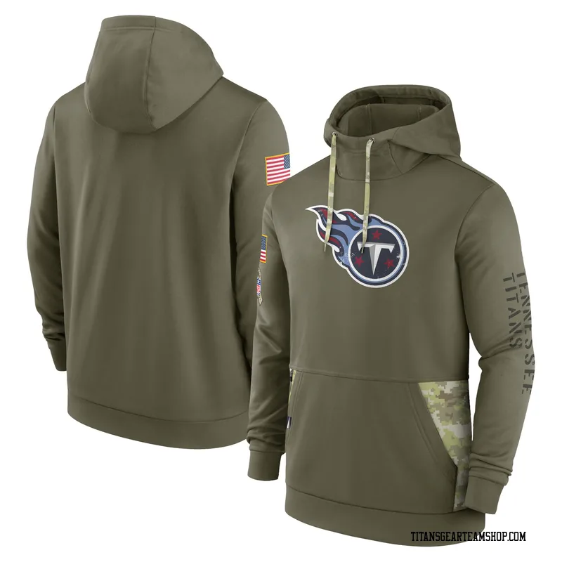 Men's Tennessee Titans Olive 2022 Salute to Service Therma Performance Pullover Hoodie