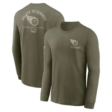 Men's Tennessee Titans Olive 2025 Salute to Service Sideline Long Sleeve T-Shirt