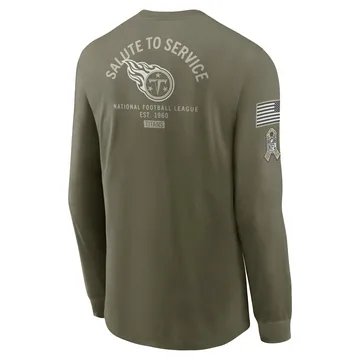 Men's Tennessee Titans Olive 2025 Salute to Service Sideline Long Sleeve T-Shirt