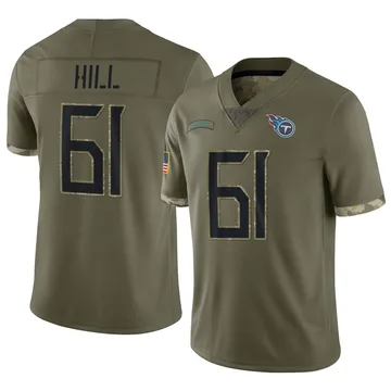 Men's Trey Hill Tennessee Titans Nike Limited 2022 Salute To Service Jersey - Olive