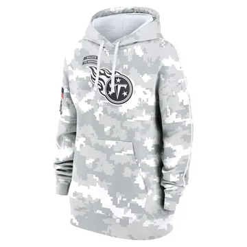 Tennessee Titans Women's 2024 Salute To Service Club Fleece Pullover Hoodie Arctic Camo