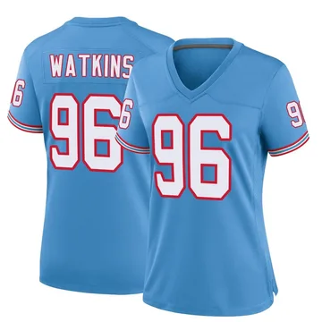 Women's Carlos Watkins Tennessee Titans Nike Game Oilers Throwback Alternate Jersey - Light Blue
