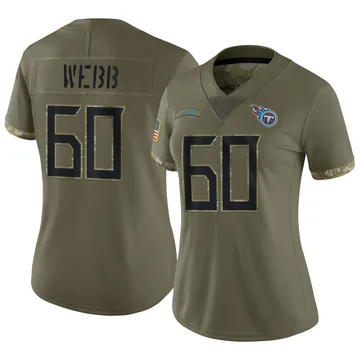 Women's Clay Webb Tennessee Titans Nike Limited 2022 Salute To Service Jersey - Olive
