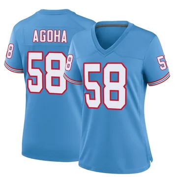 Women's David Ebuka Agoha Tennessee Titans Nike Game Oilers Throwback Alternate Jersey - Light Blue