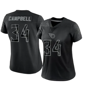 Women's Earl Campbell Tennessee Titans Nike Limited Reflective Jersey - Black