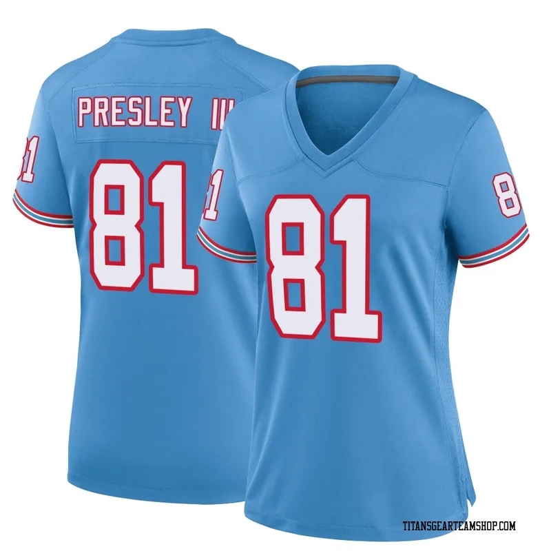 Women's Hal Presley III Tennessee Titans Nike Game Oilers Throwback Alternate Jersey - Light Blue