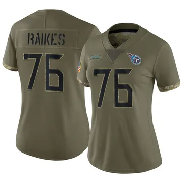 Women's Isaiah Raikes Tennessee Titans Nike Limited 2022 Salute To Service Jersey - Olive