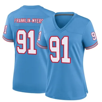 Women's John Franklin-Myers Tennessee Titans Nike Game Oilers Throwback Alternate Jersey - Light Blue