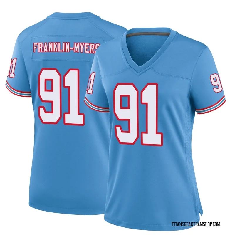 Women's John Franklin-Myers Tennessee Titans Nike Game Oilers Throwback Alternate Jersey - Light Blue