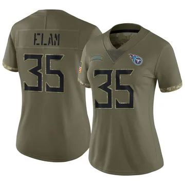 Women's Kaiir Elam Tennessee Titans Nike Limited 2022 Salute To Service Jersey - Olive