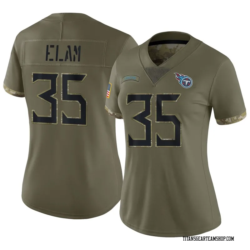Women's Kaiir Elam Tennessee Titans Nike Limited 2022 Salute To Service Jersey - Olive