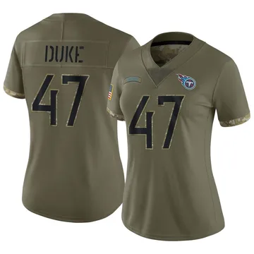 Women's Khalid Duke Tennessee Titans Nike Limited 2022 Salute To Service Jersey - Olive