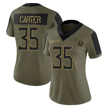 Women's Michael Carter Tennessee Titans Nike Limited 2021 Salute To Service Jersey - Olive