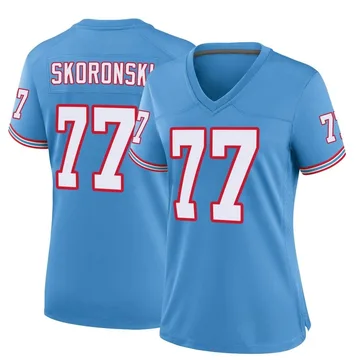 Women's Peter Skoronski Tennessee Titans Nike Game Oilers Throwback Alternate Jersey - Light Blue
