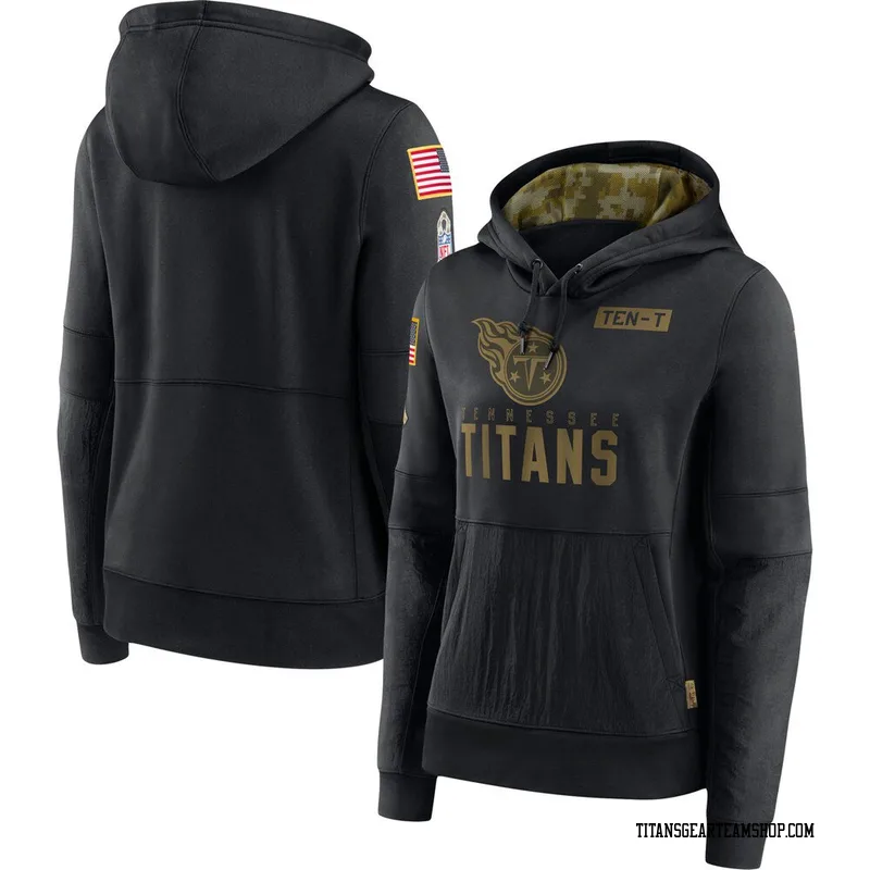 Women's Tennessee Titans Black 2020 Salute to Service Performance Pullover Hoodie