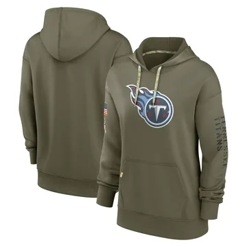 Women's Tennessee Titans Olive 2022 Salute to Service Performance Pullover Hoodie