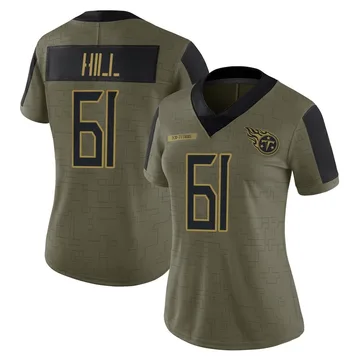 Women's Trey Hill Tennessee Titans Nike Limited 2021 Salute To Service Jersey - Olive