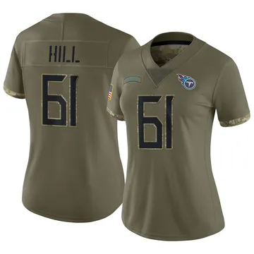 Women's Trey Hill Tennessee Titans Nike Limited 2022 Salute To Service Jersey - Olive
