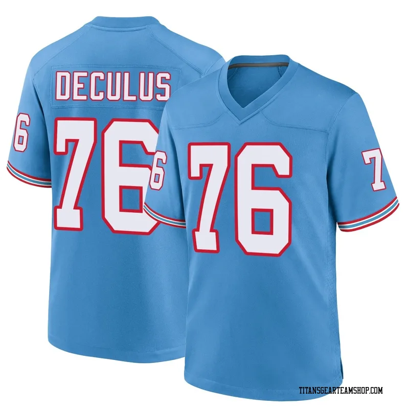 Youth Austin Deculus Tennessee Titans Nike Game Oilers Throwback Alternate Jersey - Light Blue
