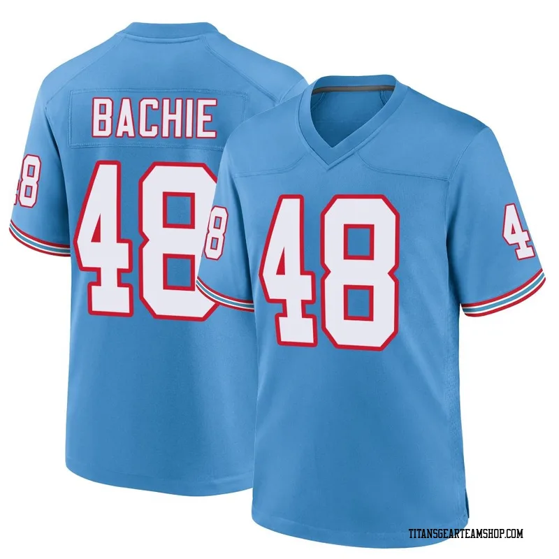 Youth Joe Bachie Tennessee Titans Nike Game Oilers Throwback Alternate Jersey - Light Blue