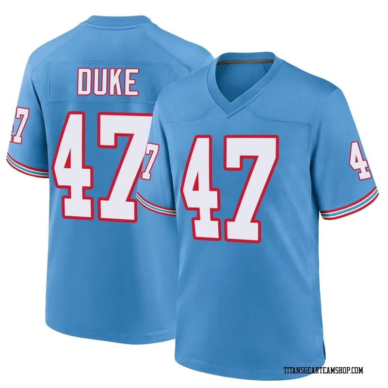 Youth Khalid Duke Tennessee Titans Nike Game Oilers Throwback Alternate Jersey - Light Blue