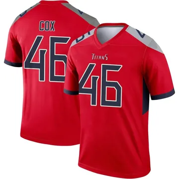 Youth Morgan Cox Tennessee Titans Nike Legend Inverted Jersey - Red