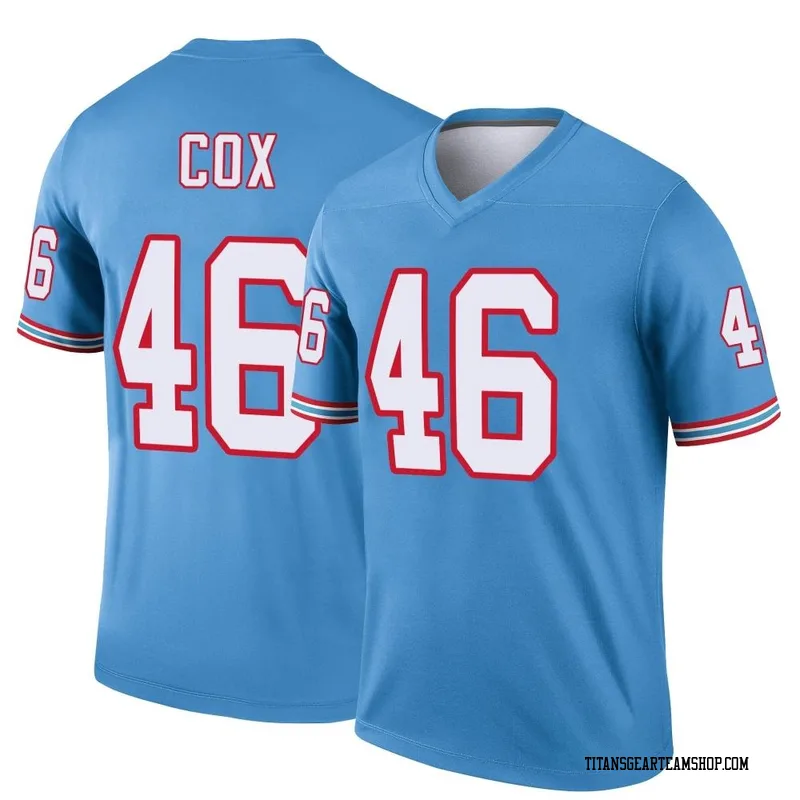 Youth Morgan Cox Tennessee Titans Nike Legend Oilers Throwback Jersey - Light Blue
