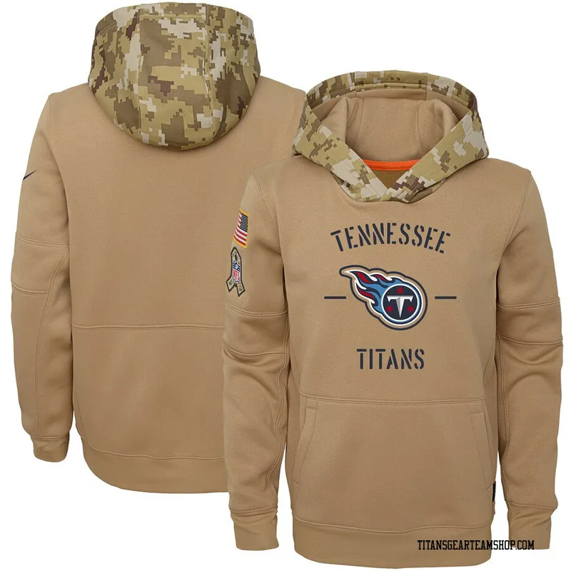 Youth Tennessee Titans Khaki 2019 Salute to Service Therma Pullover Hoodie