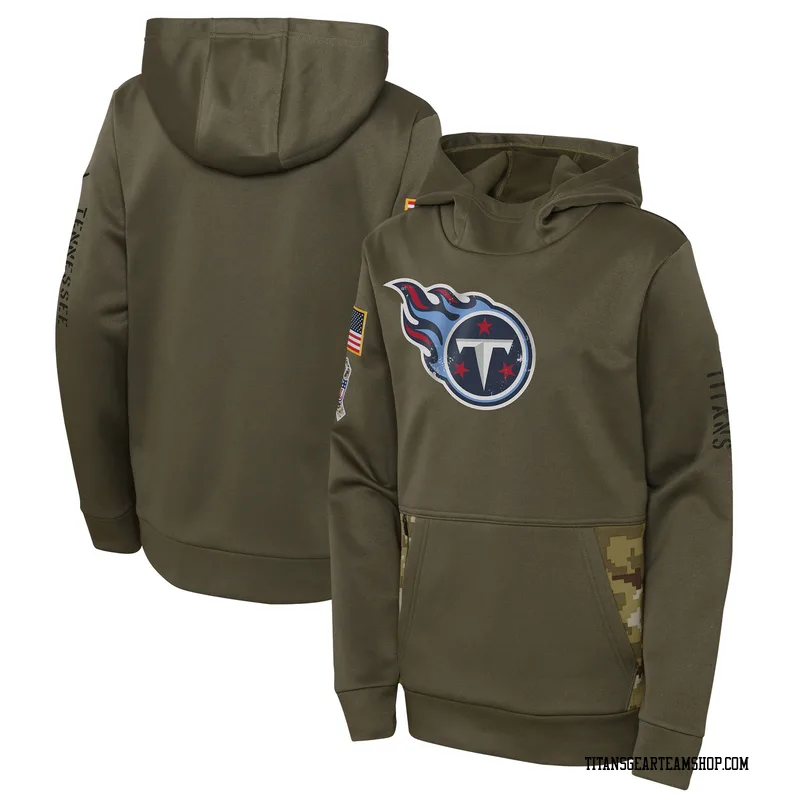 Youth Tennessee Titans Olive 2022 Salute to Service Performance Pullover Hoodie