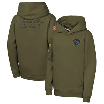 Youth Tennessee Titans Olive 2025 Salute to Service Club Fleece Hoodie