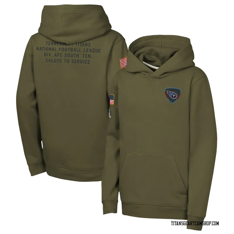 Youth Tennessee Titans Olive 2025 Salute to Service Club Fleece Hoodie