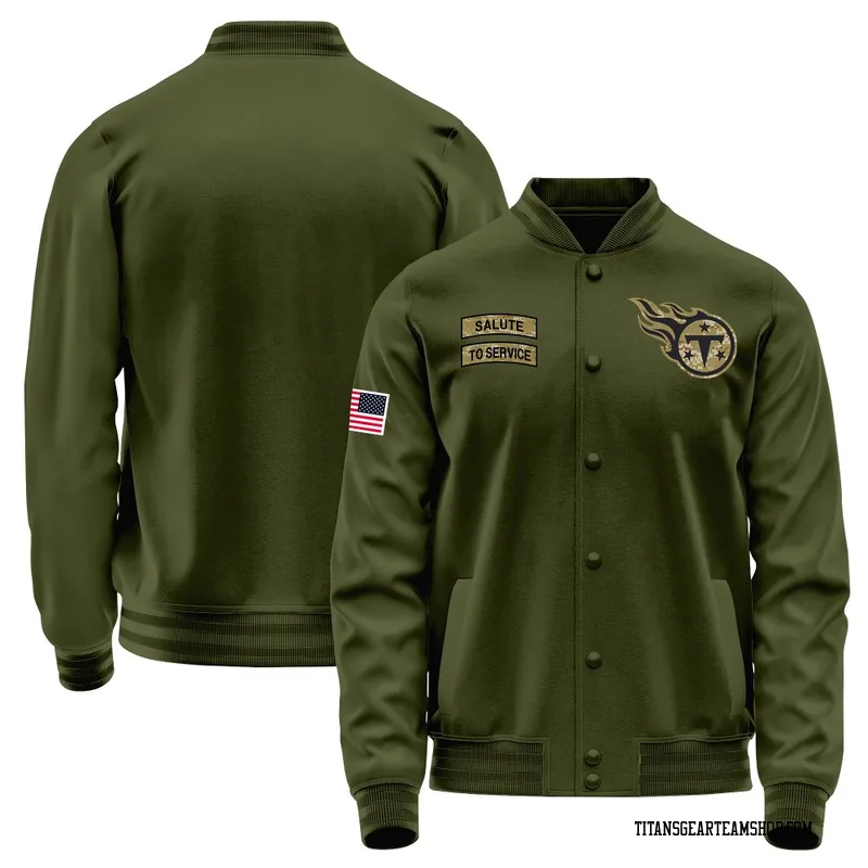 Youth Tennessee Titans Olive Salute to Service Sideline Performance Jacket